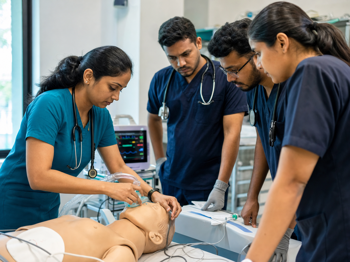 Emergency doctors taking part in simulation training